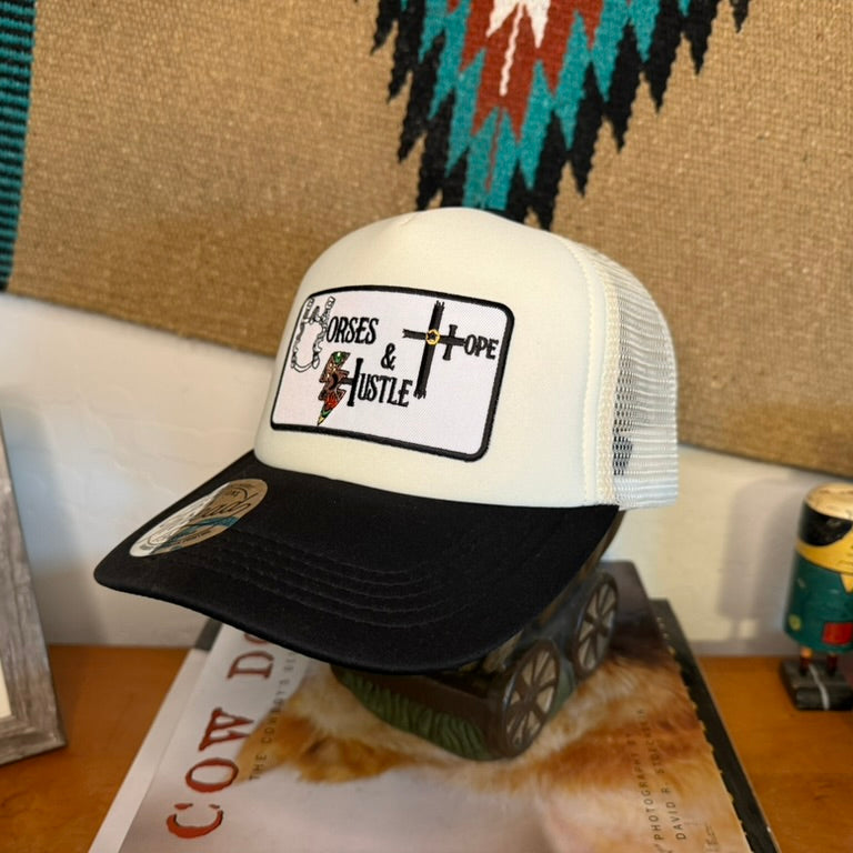 HHH Patch Ball Cap- Cream & Black