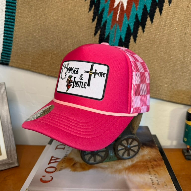 HHH Patch Ball Cap- Pink Plaid